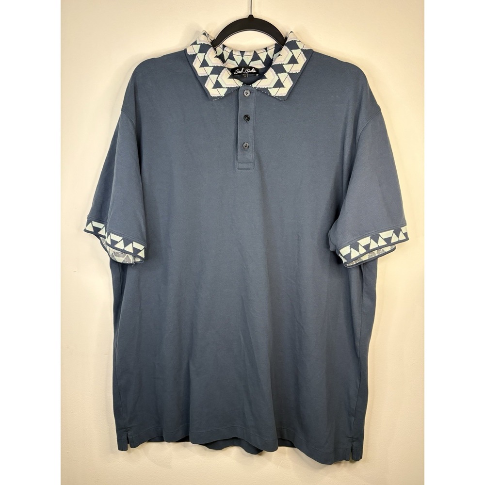 Bad Birdie Polo Shirt Men's XL Golf Aztec Southwest Navy Blue Geometric Collars